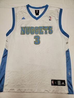 Adidas Allen Iverson #3 Denver Nuggets NBA Jersey Men’s L White Blue Y2K Vintage